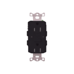 Tomacorriente 125V 15A resistente a manipulaciones, color negro.