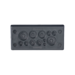 Pasacables Rectangular de Membrana, IP66, 3.39" x 1.42", 12 orificios, para Cables no Terminados. Color Negro