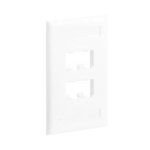 Placa de Pared Vertical Clásica, Salida Para 4 Puertos Mini-Com, Con Espacios Para Etiquetas, Color Blanco