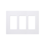 Placa de pared 3 espacios, color blanco, para atenuador (dimmer), switch ó control remoto PICO inalámbrico.