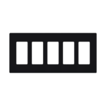 Placa de pared 5 espacios, para atenuador (dimmer), switch ó control remoto PICO inalámbrico