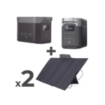 Kit de Estación de Energía Portátil 2048Wh + Batería Externa 2048Wh + 2 Paneles Solares Flexibles 400W (4096Wh, 800W Totales)