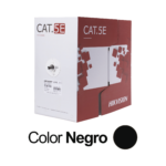Bobina de Cable UTP 305 Mts / Cat 5E (24 AWG) / Color Negro / PE / Uso en Exterior / 100% Cobre / Aplicaciones de CCTV, Redes de Datos y Enlaces Inalámbricos