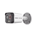 Bala IP Dual / Térmica 1.3 mm (96 x 72) / Óptico 4 mm (4 Megapixel) / Detección de Excepciones de Temperatura 30 mts /30 mts Luz Blanca / Exterior IP67 / PoE / Sirena y Luz Intermitente Integrada / Micro SD / ColorVu y ACUSENSE