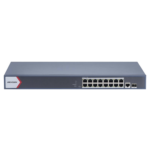 Switch Gigabit PoE+ / Monitoreable / 16 Puertos 1000 Mbps PoE+ / 1 Puerto 1000 Mbps de Uplink / 1 Puerto SFP /  Configuración Nube desde Hik-PartnerPro / Modo Extendido hasta 300 Metros / 130 Watts
