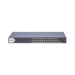 Switch Gigabit PoE+ / Monitoreable / 24 Puertos 1000 Mbps PoE+ /  1 Puerto 100 uplink / 1 Puerto 1000 Mbps Uplink / 1 Puertos SFP Uplink / Configuración Nube desde Hik-PartnerPro / Modo Extendido hasta 300 Metros / 370 W