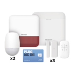 (AX PRO) KIT de Alarma AX PRO con GSM (3G/4G), Wi-Fi y Ethernet / Incluye: 1 Hub  con batería de respaldo / 2 Sensores PIR / 3 Contactos Magnéticos Slim / 1 Control Remoto / 1 Sirena Roja Inalambrica Exterior