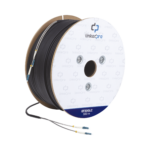 Carrete de Fibra Óptica Monomodo con conectores LC-LC Duplex, Reforzada con Kevlar, de 300 metros, Para instalaciones subterráneas por tubería