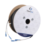 Carrete de Fibra Óptica Monomodo con Conectores SC-SC Duplex, Reforzada con Kevlar, de 300 metros, Para instalaciones subterráneas por tubería