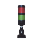 Torre LED Indicadora de estado de 2 niveles color Rojo y Verde, con Buzzer integrado a 85 dB,  a 110-240 VCA con Montaje incluido de 60 mm de diámetro