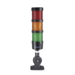 Torre LED Indicadora de estado de 3 niveles color Rojo, Ámbar y Verde, con Buzzer integrado a 85 dB,  a 24 VCD con Montaje incluido de 60 mm de diámetro