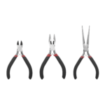 Juego de 3 Mini Pinzas de Corte de 5". Incluye: Pinza de Punta Redonda, Diagonal y Punta de Aguja.