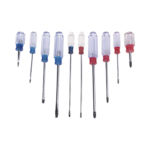 Juego de 10 Desarmadores Mango Plástico (Uso Ligero), Puntas magnética, 5 Puntas Planas (-) y 5 Puntas Phillips. (+)