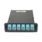 Placa Acopladora de Fibra Óptica FAP, Con 12 Pigtails Ribbon y 6 Conectores LC Duplex (12 Fibras), Para Fibra Multimodo OM3/OM4, Color Aqua