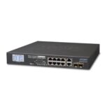 Switch PoE+ / Distancia 250 Metros / 8 Puertos + 2 Combo TP/SFP Gigabit y Pantalla LCD Para Monitoreo