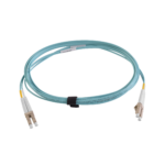 Jumper de Fibra Óptica Multimodo 50/125 XGLO OM3, LC-LC Duplex, OFNR, Color Aqua, 3 Metros