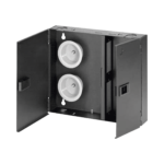 Caja de Conexión de Fibra Óptica, Para Montaje en Pared, Acepta 2 Placas FAP o FMP, Hasta 48 Fibras, Color Negro