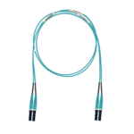 Jumper de Fibra Optica Multimodo 50/125 OM3, LC-LC Duplex, LSZH (Cero Halógenos), Color Aqua, 1 Metro