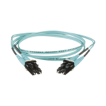 Jumper de Fibra Optica Multimodo 50/125 OM3, LC-LC Duplex, OFNR (Riser), Color Aqua, 1 Metro