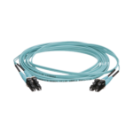 Jumper de Fibra Óptica Multimodo 50/125 OM4, LC-LC Duplex, OFNR (Riser), Color Aqua, 4 Metros