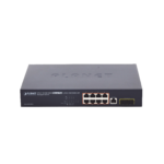Switch Administrable Capa 2, 8 Puertos PoE 802.3af/at Gigabit, 140 W Max, 2 Puertos SFP, Modo Extendido Hasta 250 m, Soporta Administración en Nube CloudNMS ( HW Rev. 3.0 en Adelante).