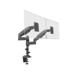Montaje de Escritorio articulado para 2 monitores de 17 a 27" /  Soporta hasta 9kg por monitor / Vesa 75 x 75 / 100 x 100 / Acero / Rotación: 360°