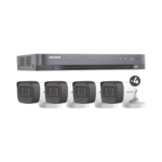 (MICRÓFONO INTEGRADO) KIT TURBOHD 5 Megapixel / DVR 4 Canales / 4 Cámaras Bala con Micrófono Integrado (exterior 2.8 mm) / Fuente de Poder / Accesorios de Instalación