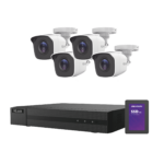 KIT TurboHD 1080p + SSD de 1 TB (1024 GB) / DVR 4 canales / 4 Cámaras Bala de Metal / Fuente de Poder / Accesorios de Instalación