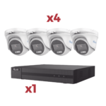 [Kit] DVR 4 Canales TurboHD + 1 Canal IP / 2 Megapixel (1080pLite) / AcuSense Lite / Audio por coaxitron / 1 Bahia de disco duro / 4 Cámaras Metalicas / 2 Megapixel tipo turret / ColorVu Lite + Microfono Integrado