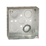 Caja Cuadrada Galvanizada  de 4 x 4" / Profundidad 2 1/8 / 11 Entradas de 3/4" y 1 de 1/2".
