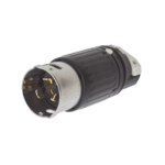 Enchufe Macho con Bloqueo de Media Vuelta Trifásico / 50 A 250 VCA 3 Fases / 3 Polos 4 Hilos / Grado Industrial / Color Negro y Blanco.