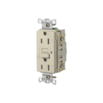 Contacto de Auto-verificación GFCI con Interruptor de Falla a Tierra de 15 A 125 V 2 Polos/ Color Marfil / Nema 5-15R / Grado Industrial Comercial.