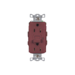 Contacto de Auto-verificación GFCI con Interruptor de Falla a Tierra de 15 A 125 V 2 Polos/ Color Rojo / Nema 5-15R / Grado Industrial Comercial.