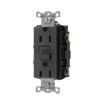 Contacto de Auto-verificación GFCI con Interruptor de Falla a Tierra de 15 A 125 V 2 Polos, 3 Hilos Color Negro (Nema 5-15R), Grado Comercial.