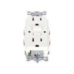 Contacto de Auto-verificación GFCI con Interruptor de Falla a Tierra de 15 A 125 V 2 Polos, 3 Hilos Color Blanco (Nema 5-15R), Grado Comercial.