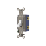 Interruptor de Palanca 15 A 120-277 V CA/ Unipolar / Grado Industrial/ Uso Extra Pesado / Cableado Lateral y Posterior / Color Blanco.