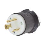 Clavija Industrial con Bloqueo de Media Vuelta / 30 A 125 V CA / 2 Polos 3 Hilos / Color Blanco y Negro / Nema L5-30P.