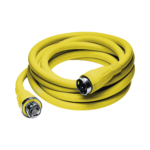 Conjunto de Cable con Extremos Macho y Hembra / 50 A 125/250 V CA / 3 Polos 4 Hilos / Color Amarillo / Grado Marino.