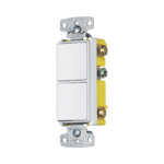 Interruptor Residencial 15 A 120-277 V, 1 Polo 3 Vías, Cableado lateral, Color Blanco.