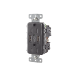 Contacto Dúplex con 2 Puertos USB, 15A 125V, 2 Polos, 3 Hilos, Color Negro.