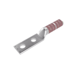 Zapata Terminal de Compresión  de Barril Largo con Doble Ojillo para Tornillo 1/2" y Cable 2  AWG / Espaciado de 1 3/4".