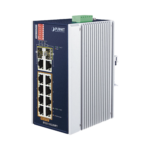 Switch Industrial PoE no administrable de 8 Puertos 10/100TX 802.3at,  Hasta 240 W, Combo TP / SFP Gigabit TP / SFP  (-40 ~ 75 grados C)
