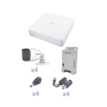 KIT TurboHD con Audio 1080p / DVR 4 Canales / 4 Cámaras Bala (exterior 2.8 mm) / Transceptores / Conectores / Fuente de Poder / AUDIO POR COAXITRON
