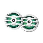 Par de altavoces fabricados en grado marinos en rejilla color blanco de 6.5" con iluminación led,  potencia máxima de 260 W