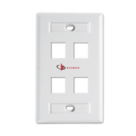 Placa de pared Keystone de 4 salidas, color blanco, para Jacks Keystone Z-MAX y MAX