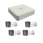 Kit IP 4 Megapixel / NVR de 4 Canales con 4 Puertos PoE / 4 Cámaras IP Dual Light con Micrófono Integrado / Bala para Exterior