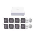 Kit IP 1080p (2 Megapixel) / NVR de 8 Canales con 8 Puertos PoE / 8 Cámaras IP Bala ColorVu Lite y ACUSENSE Lite / Micrófono Integrado
