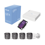 Kit IP 2 Megapixel / NVR de 8 Canales con 8 Puertos PoE / 4 Cámaras IP Bala para Exterior / Micrófono Integrado / Bobina de Cable de 305 mts / SSD 1 TB