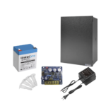 Kit con fuente PLB3 con salida de 12 Vcc a 4 Amper, incluye transformador y batería de 12 V a  5.5 Amper