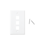 Placa de pared de 3 puertos, Keystone, Color Blanco